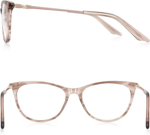 Miniatura 3 de Gafas de lectura de ojo de gato para mujer, lectores de bloqueo de luz azul, montura de acetato y bisagra de resorte Champán