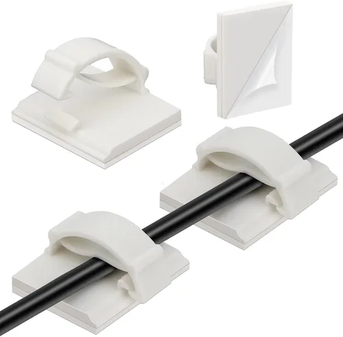 Miniatura 8 de Segarty Clip para cables, 100 unidades pequeñas de color negro, ideal para organizar cables, autoadhesivas, gestión de cables para colgar cables