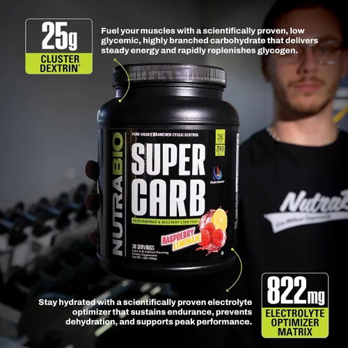Miniatura 6 de NutraBio Super Carb, Polvo de Carbohidratos con Dextrina en Racimo y Electrolitos, Polvo de Suplemento de Carbohidratos Avanzado para Combustible