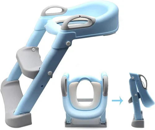 Miniatura 10 de Asiento de escalera de inodoro clásico para entrenamiento para ir al baño con cojín mejorado, silla de inodoro/entrenador de inodoro para bebés Kit