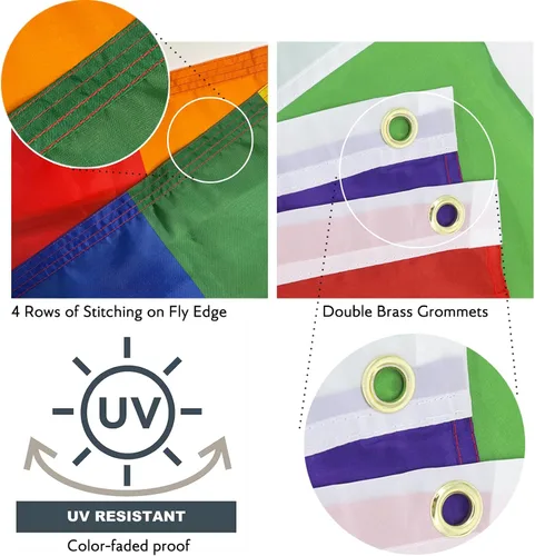 Miniatura 2 de Bandera trans para pared y exteriores de 3 x 5 pies con 1 pin de bandera transgénero y 2 calcomanías de arco iris al azar, cosas del orgullo gay