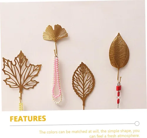 Miniatura 3 de OSALADI 2 ganchos decorativos de hojas de ginkgo elegantes y perchas para sombreros para el hogar, entrada, dormitorio, sala de estar