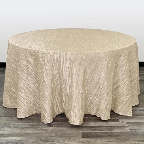 Miniatura 2 de Your Chair Covers - Mantel redondo de tafetán arrugado de 132 pulgadas - Mantel de comedor color champán, brillante aplastado para bodas, fiestas
