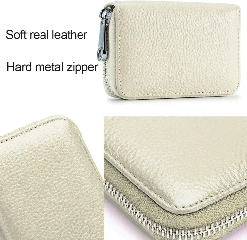 Miniatura 4 de EASTNIGHTS Cartera de cuero genuino para tarjetas de crédito RFID con cremallera