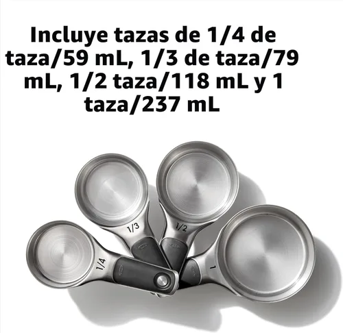 Miniatura 3 de OXO Good Grips - Juego de 8 tazas y cucharas medidoras de acero inoxidable, 4 tazas y 4 cucharas