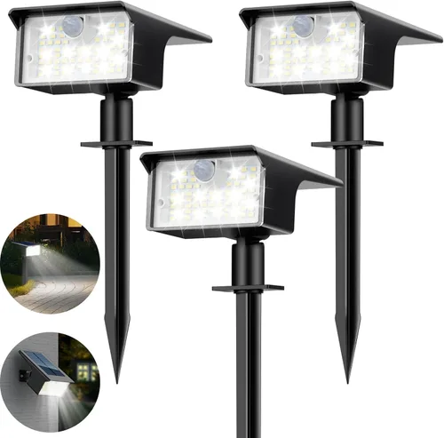 Miniatura 8 de [Paquete de 3 y 62 LED] Reflectores Solares para Exteriores con Sensor de Movimiento, 3 Modos de Sensor de Movimiento, Luces para Exteriores, 2