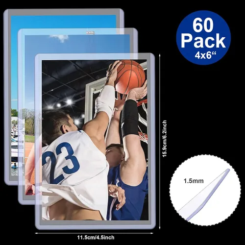 Miniatura 2 de Outus Soporte acrílico para fotos de 4 x 6 pulgadas, protector de bolsillo para tarjetas de béisbol de plástico rígido, protector de hoja