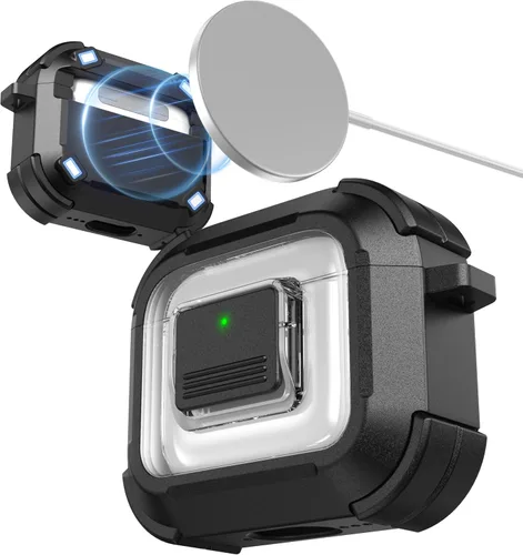 Miniatura 17 de RFUNGUANGO Funda para AirPods Pro 2, compatible con AirPods Pro de 2ª/1ª generación, compatible con MagSafe, bloqueo automático magnético con kit