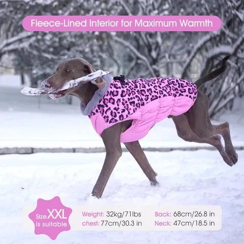 Miniatura 3 de FUAMEY - Abrigo de invierno para perro, chaqueta con cremallera y arnés, chaleco acolchado, reflectante, impermeable, para perros pequeños, medianos