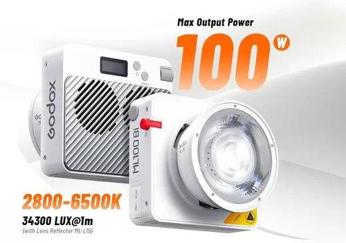 Miniatura 2 de GODOX Luz de video ML100BI, salida 120W, temperatura de color 2800-6500K, luz de video portátil LED de temperatura de color dual ≥97 TLCI ≥98, 11