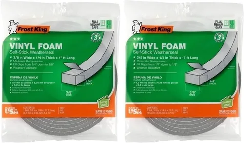 Miniatura 9 de Frost King V734H - Cinta de espuma de vinilo - Célula cerrada - Compresión moderada, 1.9 cm (3/4") de ancho, 1.27 cm (1/2") de grosor, 3.05 m