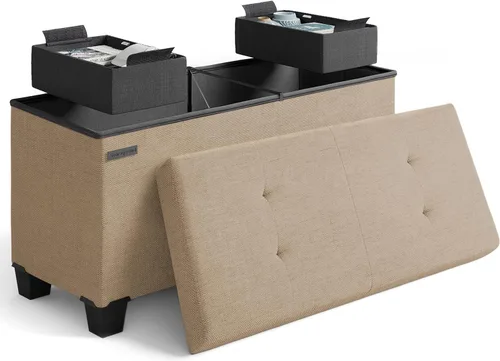 Miniatura 64 de Cubo otomano de almacenamiento con cubo pequeño, otomana cuadrada de 15 pulgadas con almacenamiento para sala de estar y dormitorio, reposapiés
