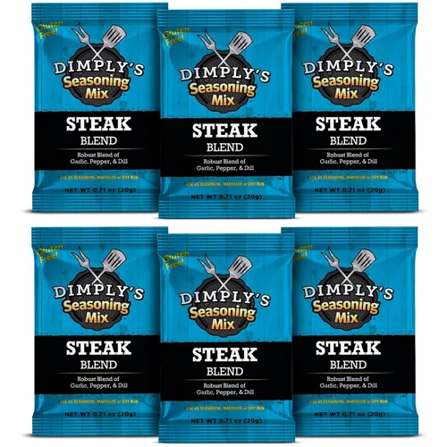 Dimply's Mezcla de condimentos para bistec, adobo y frotado en seco, perfecta para carne, pollo, carne, verduras, tofu, sin gluten, sin conservantes