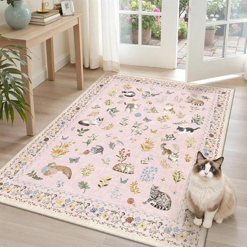 Miniatura 195 de Alfombra de pasillo Soalmost 2'6" x 10' lavable, alfombra antideslizante para cocina, baño, lavandería, alfombras vintage ultra delgadas para Beige