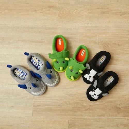 Miniatura 2 de Dearfoams Pantuflas lindas de tiburón, vaca, unicornio, perro, dinosaurio y criatura de animales para niños pequeños y niños