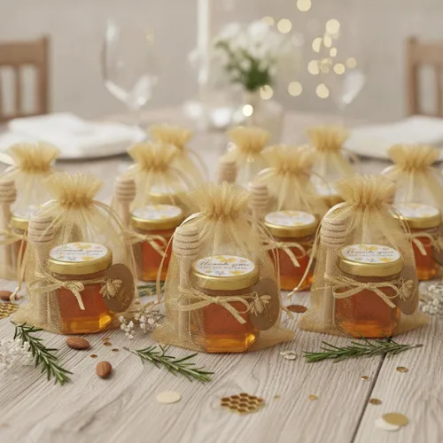 Miniatura 4 de Ahhute Tarro de Miel, Mini Tarros de Miel con Cucharón de Miel, Frasco de Miel de Vidrio para Recuerdos de Baby Shower, Recuerdos de Fiesta