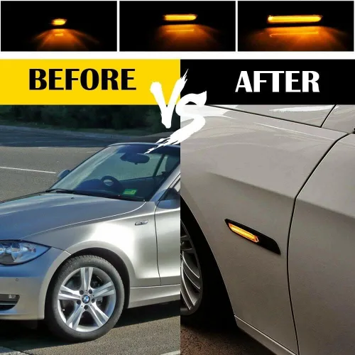 Miniatura 4 de ADIIL Negro F10 estilo ahumado lente delantera Fender secuencial ámbar LED señal de giro lámpara de marcador lateral luces asamblea para BMW 1 3 5