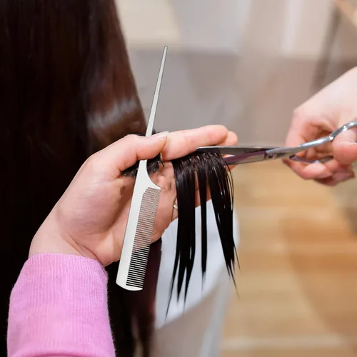 Miniatura 5 de 2 peines de metal para cola de rata, de acero inoxidable, parte superior plana, peine de corte fino, peine de peluquero con punta de separación