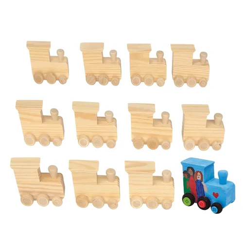 Miniatura 11 de Colorations Coches de madera, juego de 12, ruedas móviles que ruedan, listos para pintar autos, kit de manualidades de madera para bricolaje