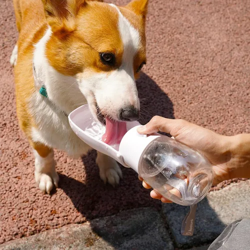 Miniatura 2 de Botella de agua plegable para perro, dispensador de agua portátil para perros, gatos, conejos, cachorros y animales pequeños, apto para Blanco