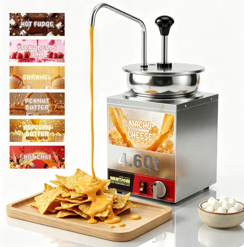 Miniatura 10 de WantJoin Dispensador de queso para nachos con bomba - 2.6 Qt de queso con bomba de acero inoxidable, control de temperatura de 86-185°F, calentador