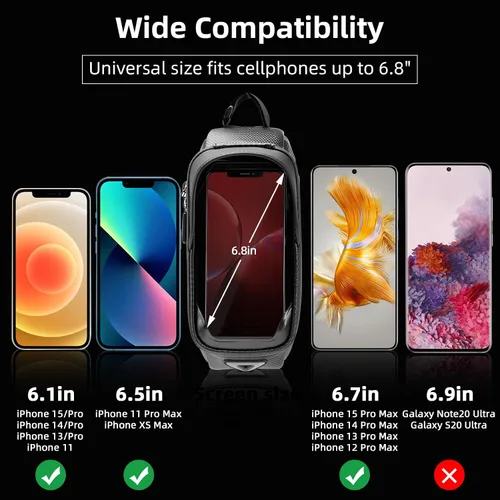 Miniatura 3 de ROCKBROS - Estuche para bicicleta, para parte frontal del marco, impermeable, funda rígida para celular, compatible con iPhone 11/12 Pro XR XS Max 7