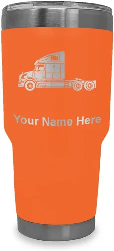 Miniatura 21 de LaserGram Taza aislada al vacío de 20 onzas, cabina de camión, grabado personalizado incluido (negro)