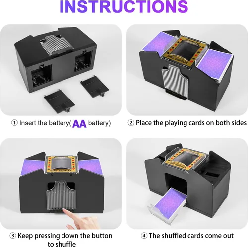 Miniatura 4 de FEIERYA Automatic Card Shuffler 2/1/4/6 Deck,Battery-Operated Electric UNO Poker Shuffler,Playing Card Shuffler for Home Card Game,Travel