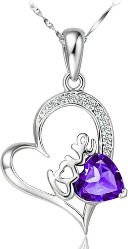 Miniatura 3 de NUIE - Collar con colgante de plata de ley 925 con forma de corazón y cristal rosa para el día de San Valentín cumpleaños regalo