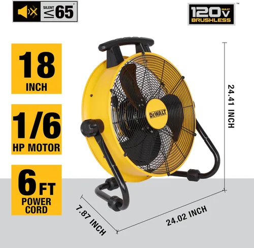 Miniatura 2 de Ventilador de piso DEWALT DXF1840, ventiladores industriales, ventilador de 46 cm de alta velocidad con 3 velocidades de circulación de aire