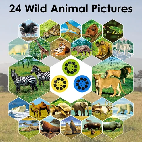 Miniatura 8 de Pup Go Linterna proyector de animales para niños a partir de 3 años, 3 discos 24 imágenes, juguetes de animales de safari para niños y niñas