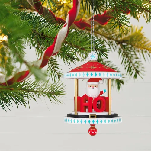 Miniatura 6 de Hallmark Keepsake Adorno Navideño Colgante con Movimiento 2023, Santa-Go-Round, Carrusel Ho Ho Ho, Regalos para Coleccionistas de Santa