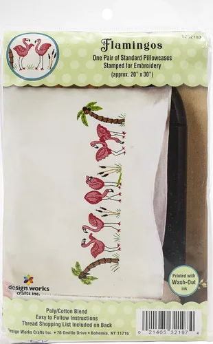 Miniatura 2 de Design Works Crafts Flamencos estampados para fundas de almohada bordadas