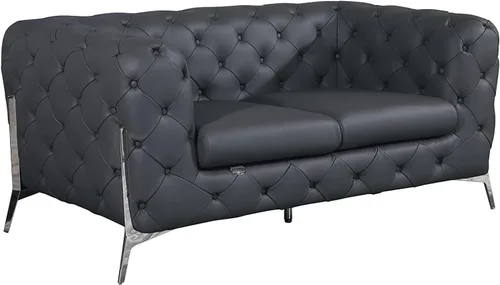 Miniatura 44 de Blackjack Furniture Modena - Moderno juego de sofá de 3 piezas de cuero italiano de grano superior, elegante diseño copetudo y patas de acero Beige