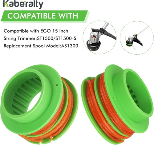 Miniatura 2 de Paquete de 4 carretes de recortadora AS1300 de 0.095 pulgadas y 17 pies compatibles con EGO de 15 pulgadas ST1502SA, ST1502XY, ST1500XY, ST1504SF