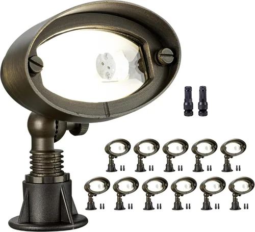 Miniatura 17 de Gardenreet Luz de Inundación de Bajo Voltaje para Exteriores - Luz LED de Lavado de Pared de Latón Sólido 12V, Paisajística de Cableado Fijo
