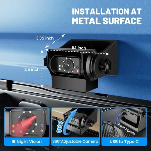 Miniatura 7 de Cámara de respaldo inalámbrica EWAY WiFi con enganche magnético, batería recargable para fácil enganche de cuello de ganso, barco de caballos