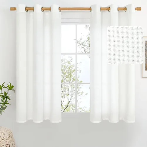 Miniatura 34 de BGment Cortinas de Lino Beige de 63 Pulgadas de Largo 2 Paneles - Tratamientos para Ventanas con Textura de Arpillera Filtrantes de Luz Cortinas