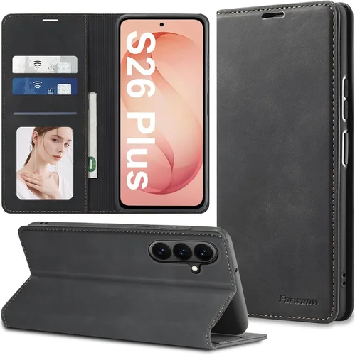 Miniatura 57 de Funda de piel con tapa para Samsung Galaxy Z Flip 3, con protección de bisagra, delgada y magnética tipo cartera [1 tarjetero], funda protectora a