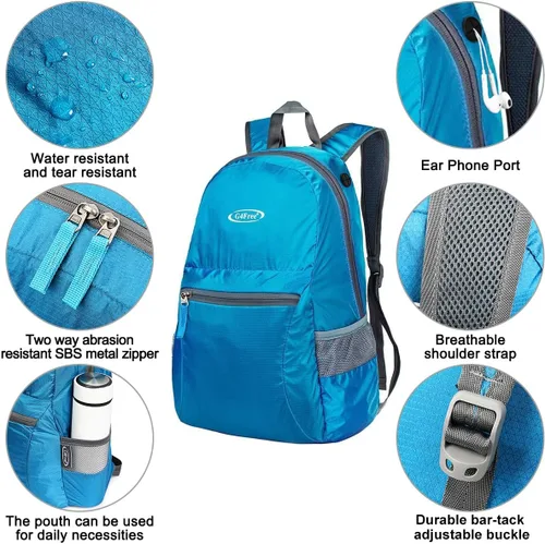 Miniatura 4 de G4Free Ultra Ligero plegable Mochila Senderismo bolsa de diario, práctico plegable camping al aire libre mochila A-azul