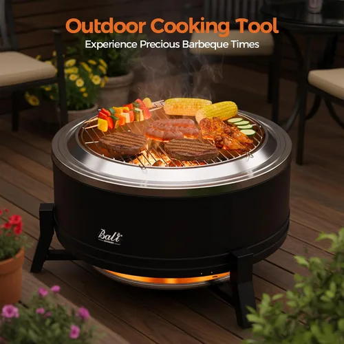 Miniatura 4 de BALI OUTDOORS Chimenea sin humo de 22 pulgadas para exteriores, fogata al aire libre con bandeja de cenizas, hoguera portátil para leña