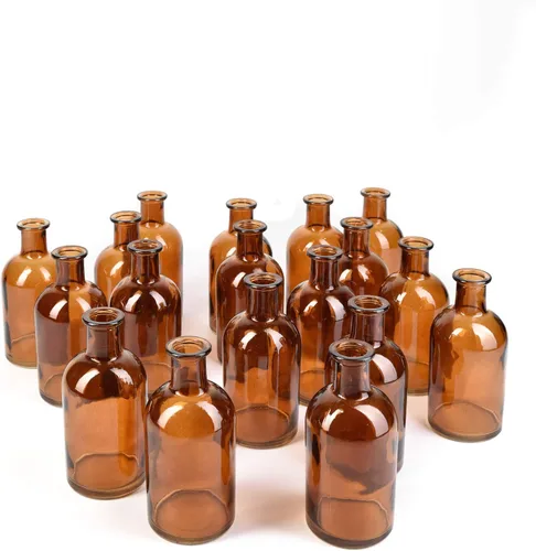 Miniatura 12 de Serene Spaces Living Juego de 6 jarrones de botella de medicina para flores de tallo largo - Tamaño pequeño, juego de jarrones turquesa Pequeño azul