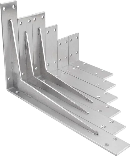 Miniatura 9 de YUMORE Soportes de estante resistentes, soporte de encimera de 1/5 pulgadas de grosor, soporte en L, soporte de metal industrial rústico negro mate
