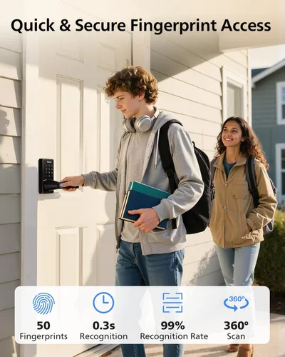 Miniatura 2 de Philips - Cerradura de puerta inteligente Wi-Fi con asa, cerradura de puerta de entrada sin llave, perilla de puerta de huellas dactilares, control