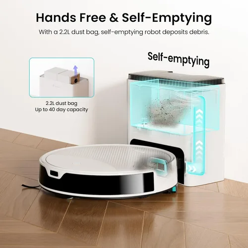 Miniatura 2 de Lefant Combo de aspiradora y trapeador robot M350, 75 días de autovaciado, prevención de obstáculos PSD de 190°, succión de 6000Pa, silencioso