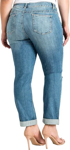Miniatura 2 de Standards & Practices Pantalones de mezclilla elásticos para mujer de talla grande, Azul
