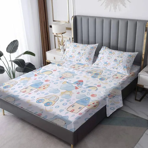 Miniatura 8 de Sábanas de gato tamaño individual, sábanas de astronauta, sábanas y fundas de almohada estampadas de 3 piezas, sábana bajera ajustable de microfibra