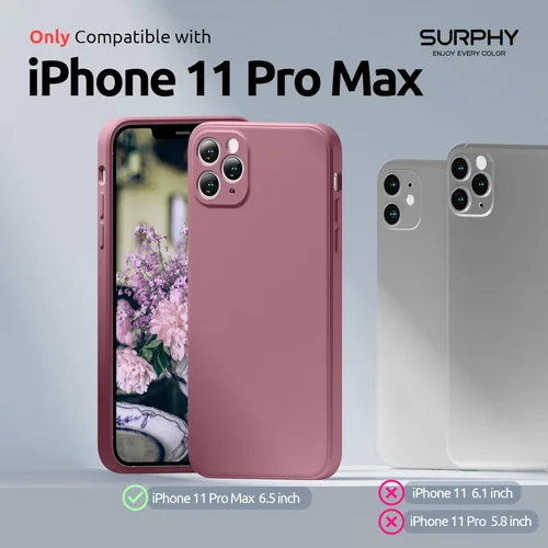 Miniatura 2 de SURPHY Funda con diseño para iPhone 11 Pro Max con protección para cámara, diseño de borde recto, silicona líquida delgada, color morado lila Lila