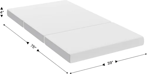 Miniatura 2 de Flash Furniture Cloud - Colchón de espuma viscoelástica de tres pliegues, colchón portátil en una caja, espuma certificada CertiPUR-US, 4 pulgadas