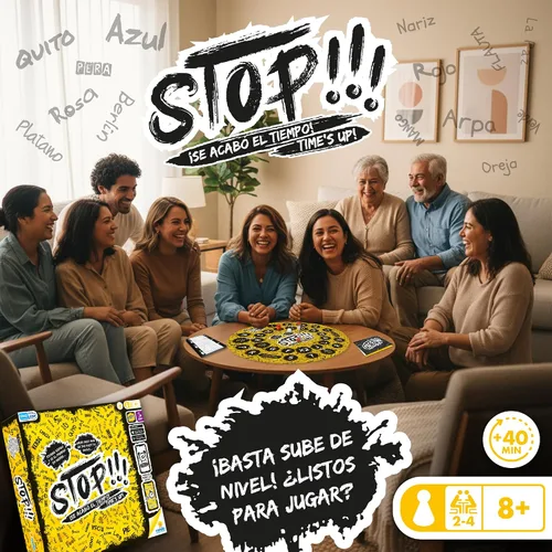 Miniatura 2 de RONDA Juego de mesa Stop para familiares y amigos, incluye carpetas de tablero de juegos, lápices, bloc de notas, categoría, tarjetas, juego